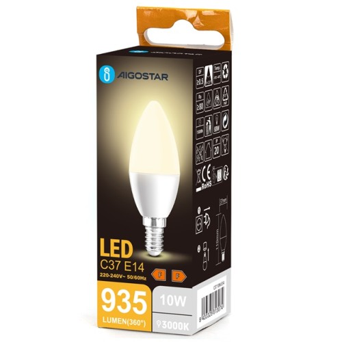 Żarówka LED 10W, gwint E14, barwa ciepła 3000K, 935lm.