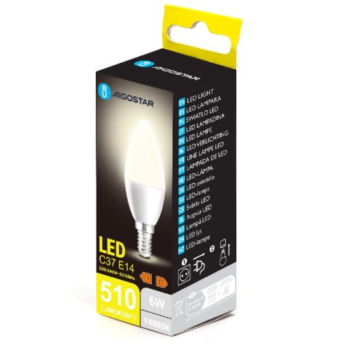 Żarówka LED 6W, gwint E14, barwa neutralna 4000K, 510lm.