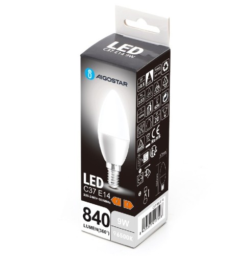 Żarówka LED 9W, gwint E14, barwa zimna 6500K, 840lm.