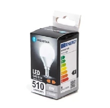  Żarówka LED 6W, G45, E14, barwa zimna 6500K, 510lm.