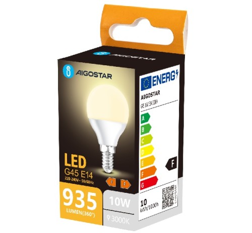 Żarówka LED 10W, G45, E14, barwa ciepła 3000K, 935lm.