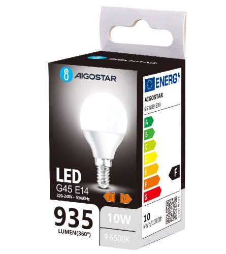  Żarówka LED 10W, G45, E14, barwa zimna 6500K, 935lm.