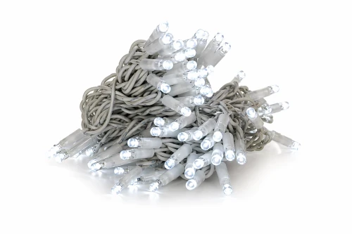 Lampki Choinkowe LED Zewnętrzne 10 m 100 LED Białe Zimne IP65 230V – Biały Przewód