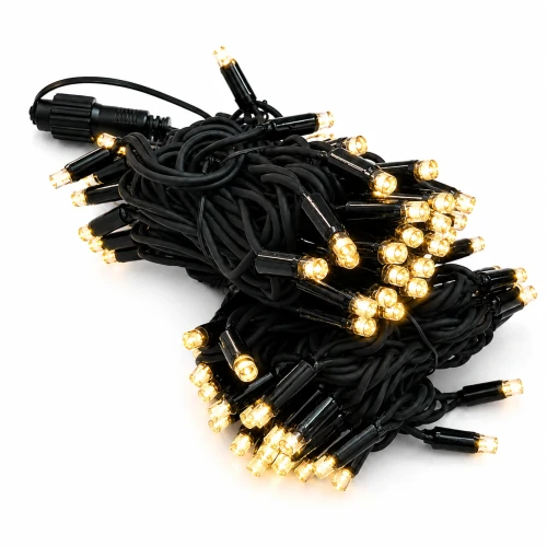 Profesjonalne lampki choinkowe zewnętrzne LED 10 m 100 LED 220V IP67 – ciepła biel