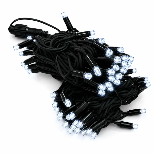 Profesjonalne lampki choinkowe zewnętrzne LED 10 m 100 LED 220V IP67 – zimna biel