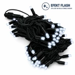 Profesjonalne lampki choinkowe zewnętrzne LED 10 m 100 LED 230V AC IP67 – zimna biel + zimny FLASH