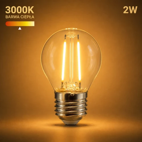 Żarówka LED  2W filament G45 E27 230lm 