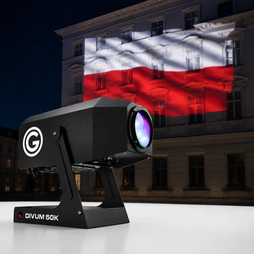 Projektor Goboservice DIVUM 50K + zestaw do efektu powiewającej flagi - Sklep NewLed