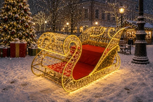 Iluminacja świąteczna 3D – Sanie LED wolnostojące 280 cm