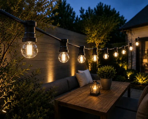 GIRLANDA 230V, IP44 Żarówki co 1 metr 2W filament 