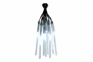 Meteorki LED 20cm , 12tub LED 6m, barwa biała zimna , kabel zielony.