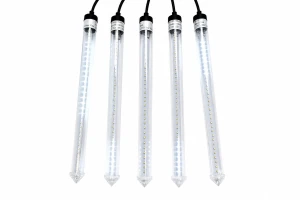 Meteorki 50cm, 5tub LED 5m barwa biała zimna, 24v, bez zasilacza w zestawie, kabel zielony.