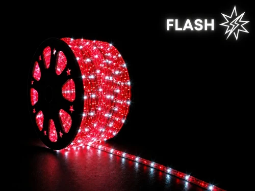 Wąż LED zewnętrzny kolor CZERWONY Z FLASHEM cięcie co 1mb 230V 36diod/m