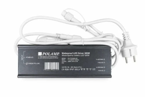 Zasilacz 24V 300W z kablem zasilającym do lampek led