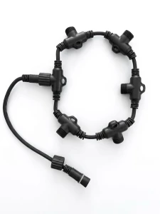 Rozgałęziacz gumowy na 5 gniazd do oświetlenia IP44 220V AC czarny