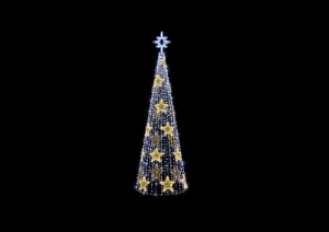 Zewnętrzny stożek LED 650 cm z gwiazdkami i czubkiem