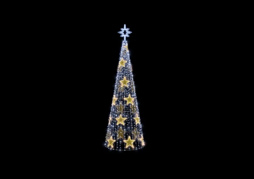 Zewnętrzny stożek LED 650 cm z gwiazdkami i czubkiem