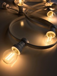 GIRLANDA 230V, IP44 Żarówki co 0,5 metra 2W filament 