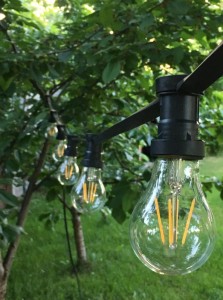 GIRLANDA ściemnialna 230V, żarówki co 1 mb 2,8W FILAMENT A60, IP44