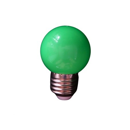 Żarówka LED E27 1W G45 220V zielona plastikowa
